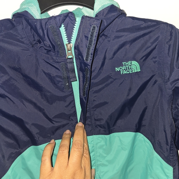 The North Face Dryvent Wind Rain Blue Aqua Youth Hooded Full Zip Jacket M 10/12 - Picture 2 of 8